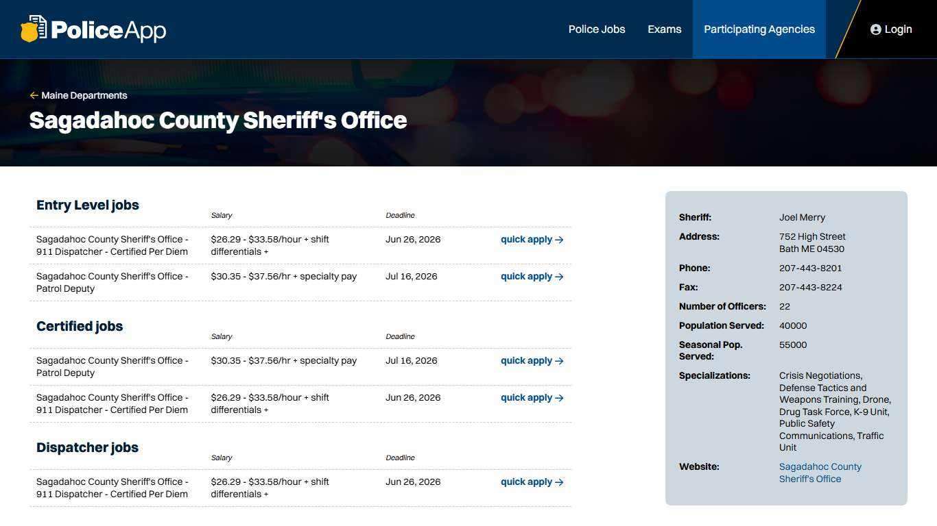 ME Sagadahoc County Sheriffs Office Police Department | PoliceApp
